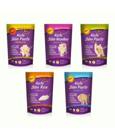 Eat Water Slim Noodles Fettucine Penne Shirataki Spaghetti & Rice 270g (1 of Each)