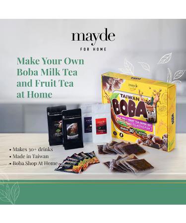 Mayde Boba Bubble Tea Kit: Make 30+ Drinks with Instant Boba, Matcha, Fruit Tea, and Assorted Tea Varieties - DIY Boba Kit with Fantasy Fruit Puree - Buy Online on SooperMarket.com