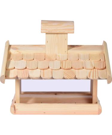 Dobar 21277E Large Bird Feeder Solid Wood Bird House with Shingle Roof Premium Bird Feeding Station for Container Montage 38x38x30 cm - Buy Online on SooperMarket.com