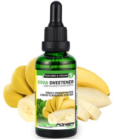 Alphapower Food |Stevia sugar -free flavor drops banana |100% natural liquid aroma + sugar substitute for water muesli desserts smoothies natural banana aroma 50 ml (1 Pack)