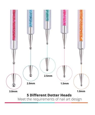Cizoackle Nail Art Brushes - Double-Ended Dotting Tool Kit - Professional Liner Set with Shiny Handles - 5 Pcs - Buy Online on SooperMarket.com