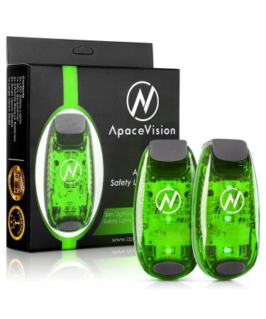 LED Safety Light (2 Pack) + Free Bonuses | Clip On Strobe/Running Lights for Runners, Dogs, Bike, Walking | The Best High Visibility Accessories for Your Reflective Gear, Bicycle etc Green