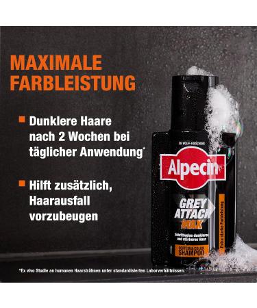 Alpecin Gray Attack Max Caffeine & Color Shampoo - 200 ml for Stronger Darker Hair | Prevents Hereditary Hair Loss - Buy Online on SooperMarket.com