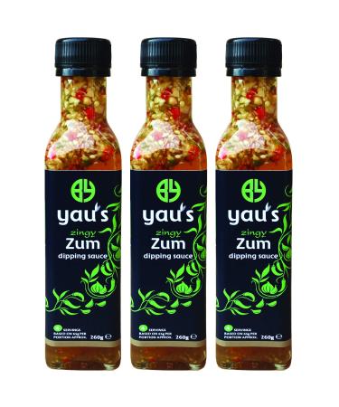 Yau's Zingy Zum Sauce Vietnamese Nouc Cham Family Recipe Zero-Fat Dressing an Alternative to Soy Sauce Made with Anchovies. Made with All Natural Ingredients. Zingy Zum is Gluten-Free. 3x260g