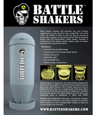 Battle Shakers Torpedo Shaker Cup - 20oz Leak-Proof Protein Bottle with Storage - BPA Free & Dishwasher Safe Sports Bottle - Buy Online on SooperMarket.com