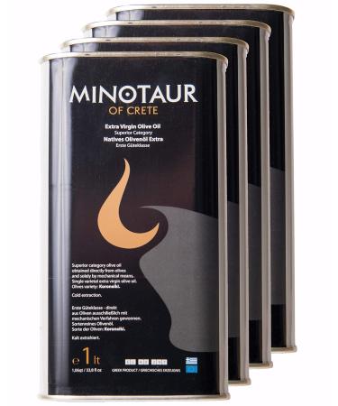 Minotaur of Crete | Extra virgin premium olive oil from Crete | Cold extracted | 4 x 1 liter (4L)
