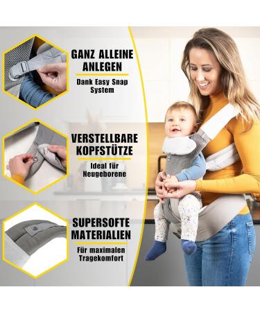 Kiddy Kingdom Ergonomic Baby Carrier - 3-in-1 Multifunctional Newborn Carrier (0-36 Months) - Soft 3D Mesh & Cotton - Gray Baby Wearing Strap & Carrier Bag - Buy Online on SooperMarket.com