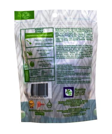 Nuestra Salud Borraja Borage Herbal Tea 1.06oz - 100% Natural Dried Herb - Traditional All-Natural Tea - Zip-Lock Packaging - 1 Count (Pack of 1) - Buy Online on SooperMarket.com