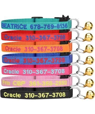 Custom Cat Collar Personalized Breakaway Cat Collar with Bell & Embroidered ID Pet Name & Phone Number (1PCS)