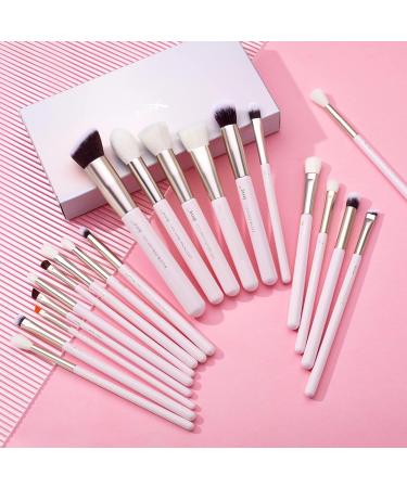 Jessup 20pcs Professional Makeup Brush Set - Natural Bristle for Foundation, Eyeshadow, Blusher - Concealer Brush Included - Blushing Bride T291 - Buy Online on SooperMarket.com