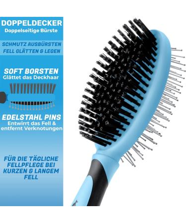 Bluepet Double-Decker 2-in-1 Dog Brush for Long & Short Hair - Perfect for Puppies & Cats - Ultimate Fur Care Tool - Buy Online on SooperMarket.com