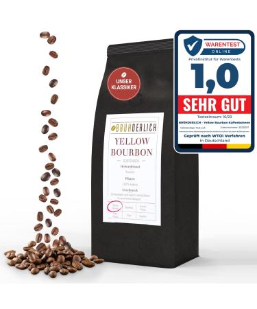 Brewerlich yellow bourbon premium arabica coffee beans acid -low (1kg) - special coffee beans made of Brazil - harmonious basic feet and soft aroma - coffee beans - exceptionally mild yellow bourbon 1 kg (1 Pack)