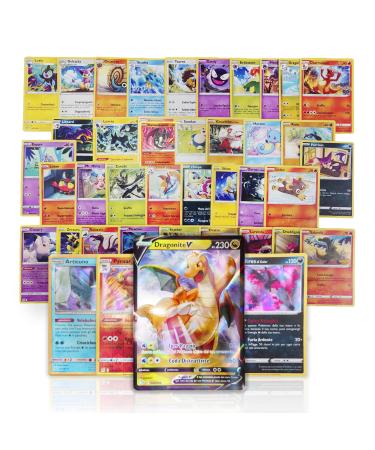 Ultra rare set - 40 original Italian Pokemon cards with an ultra rare guarantee (V Vmax ex GX legendary ...) + 3 shiny cards protected by envelopes TCG Rocket