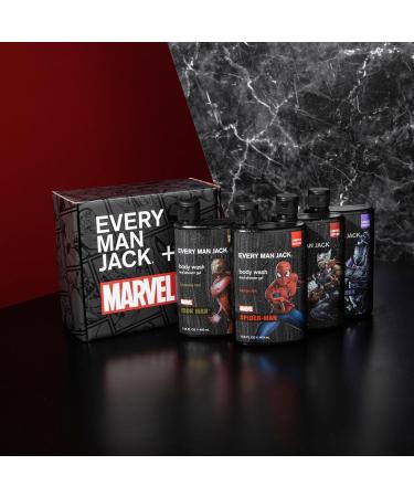 Every Man Jack Marvel Collectors Box - Body Wash Gift Set | Vegan & Clean Ingredients | Fresh Air Coastal Thunder Crimson Oak Wakanda Herbs Fragrances - Buy Online on SooperMarket.com