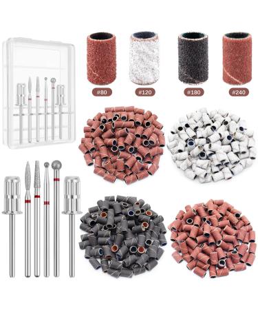 Grehge Nail Drill Bits Sanding Bands for Nail Drill Nail Sanding Bands with Cuticle Bit for Nail Drill Set Remove Acrylic Nails Gel and Cuticle Dead Skin Cleaner Tool for Manicures and Pedicures