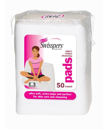 Swisspers Premium Ultra Soft Facial Cleansing Cotton Pads 50 ea (Pack of 8)