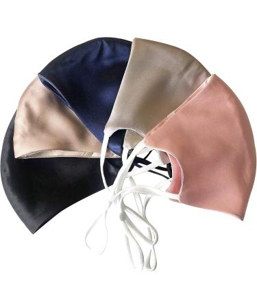 Hugs Living 100% Mulberry Silk Face Mask with Filter Pocket and Adjustable Ear Loops 4 Pieces Nose Wire and 1 Piece Filter are included (Navy Blue) - Buy Online on SooperMarket.com