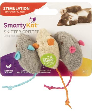 SmartyKat Skitter Critters Catnip Cat Toys - Gray/Cream (3 Count) | Pack of 1 - Buy Online on SooperMarket.com