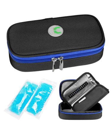 Youshares insulin cooling bag Diabetic bag - medication diabetics isolated portable cooler pocket for insulin pen and diabetes cooling bag with 2 cooling packs (black) 03 -Y1 black