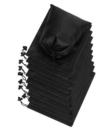 PALTERWEAR Drawstring Bag - Nylon Cinch and Ditty Stuff Pouch with Toggle for Gym Sports Luggage Storage Travel - Dopp Kit - Lightweight Foldable and Compact Multi-Purpose Pack (7 x 9 Black) 7 x 9 - 12 pack Black