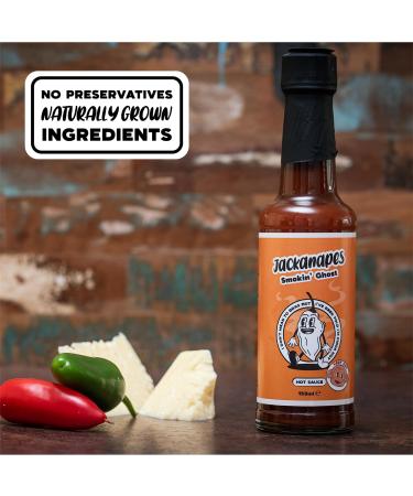 Smokin Ghost Hot Sauce by Jackanapes 150ml - Very Hot Vegan Barbecue Chilli Sauce Made with Ghost Peppers - Made in the UK - Buy Online on SooperMarket.com
