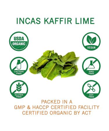 INCAS 100% USDA Organic Kaffir Lime Leaves 0.53 oz - Non GMO, Authentic Taste from Thailand - Whole Leaves for Thai Cuisine - Buy Online on SooperMarket.com