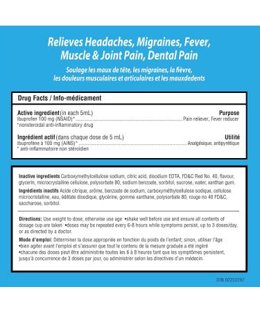 Children's Advil (100 ML Fruit Flavour) Ibuprofen Suspension Temporary Fever Reducer 100 ml (Pack of 1) Fruit - Buy Online on SooperMarket.com