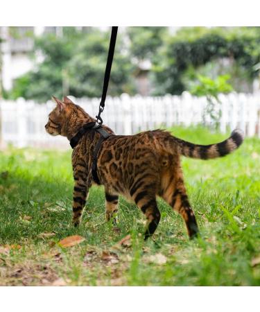 VKPETFR Cat Harness and Leash Set Escape Proof for Walking Adjustable Cute Kitten Harness Leash with Airtag Holder for Small Large Cats Lightweight Soft Walking Travel Harness (Black) - Buy Online on SooperMarket.com