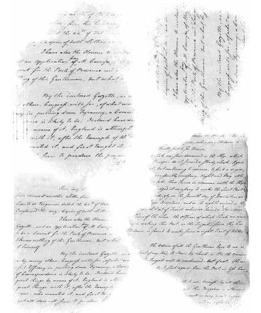 Script Pieces Overlay Rice Paper  8 x 10.5 inch - 6 x Different Printed Mulberry Paper Images 30gsm Visible Fibres for Decoupage Crafts Mixed Media Collage Art - Buy Online on SooperMarket.com