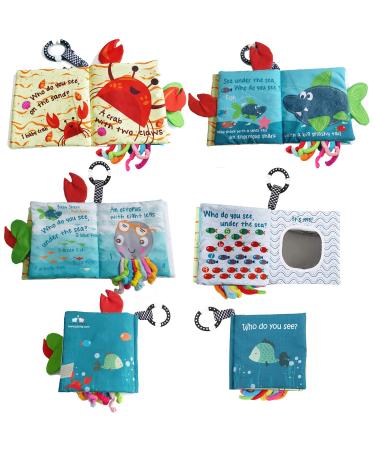 Fish Baby Books - Soft Cloth Books for Babies 0-6 Months | Baby Toys for 6-12 Month Olds | Baby Shower Gifts Box with Teether | Newborn Baby Sensory Stroller Toys - Buy Online on SooperMarket.com