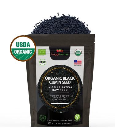 Huggiberries Organic Black Cumin Seed 3.5 oz - Natural Nigella Sativa Seeds, Raw Plant Protein for Bone, Cholesterol, Gut Health & Immunity. Gluten Free - Buy Online on SooperMarket.com