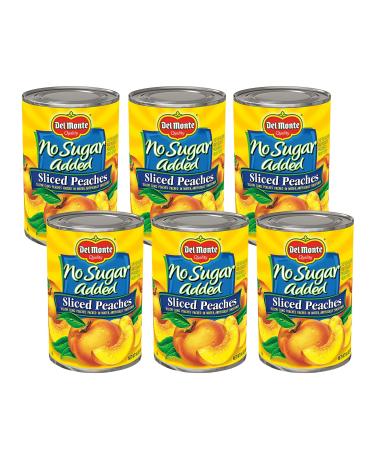 DEL MONTE No Sugar Added Yellow Cling Sliced Peaches, Canned Fruit, 6-Pack, 14.5 oz Can