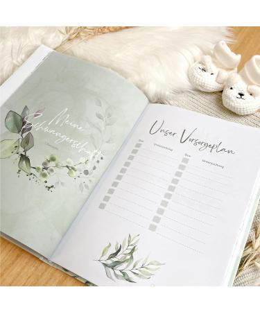 Meinbaby123 Premium Gold-Plated Pregnancy Diary - Gift for Expecting Moms | Mint Eucalyptus - Buy Online on SooperMarket.com