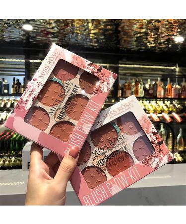 KAYNEST 6 Colors Matte Blush Palette with Marble Makeup Brush - Rose Pink Light-Luxury Contour & Highlight Face Palette (#B) - Buy Online on SooperMarket.com