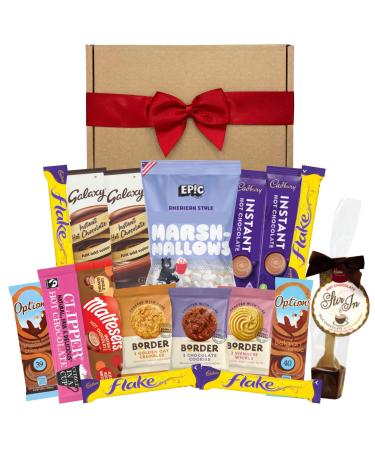 Hot Chocolate Gift Set with x8 Hot Chocolate Sachets Mini Marshmallows for Hot Chocolate Hot Chocolate Stirrer Boarder Biscuits and more | A Hot Chocolate Gift Bundle Hamper