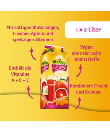 Buy Pfanner A+C+E Rosso Multi-Fruit Drink 2L Tetrapack 27% Fruit Content Vitamin-Rich Multivitamin Refreshment International Shipping Available - Buy Online on SooperMarket.com