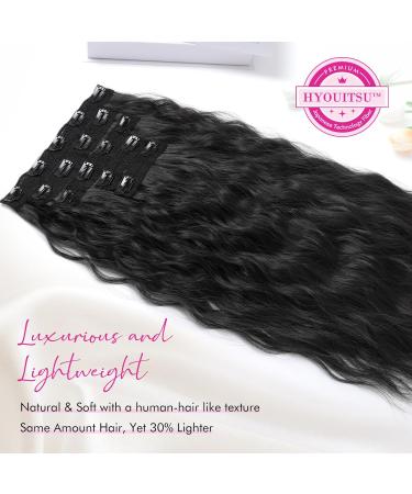 REECHO 5PCS Brown Clip in Hair Extensions 24 Thick Long Loose Waves HE002 - Invisible Lace Weft Natural Soft Hairpieces - C Jet Black - Buy Online on SooperMarket.com