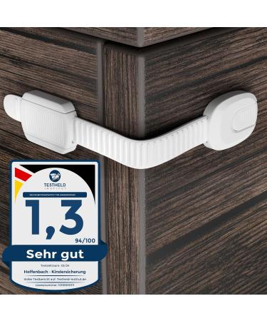 Hoffenbach child locking for closet and drawers 8x - locking lock for gluing for baby and child - drawer lock cabinet locking lock without drilling 8 pieces (1 Pack)