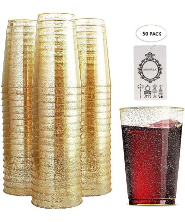Glitter Plastic Cups Clear Plastic Cups Tumblers Gold Glitter Cups Disposable Wedding Cups Elegant Party Cups Recyclable and BPA-Free (12 OZ) 340 g (Pack of 50) - Buy Online on SooperMarket.com