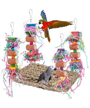 Parrot Toys Cockatiel toys Budgie toys Parrot Swing Chewing Toy for Conures Cockatiel African Grey Parrot Cockatoos and a Variety of Amazon Parrots (Red)