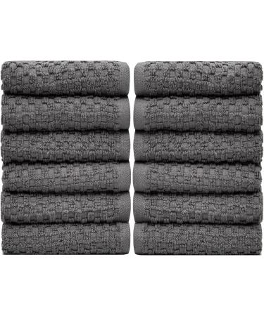 Pleasant Home Washcloths Set - 12x12, 12 Pack, 550 GSM, 100% Ring Spun Cotton - Super Soft & Absorbent Face Towels in Grey Honeycomb Design - Buy Online on SooperMarket.com