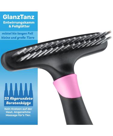 Bluepet Gloss Dance Fur Tubular De-Tunnel for Long-Haired Dogs & Cats - High-Quality Dual Row Pin Brush - Tangle-Free & Smooth Grooming (Pink) - Buy Online on SooperMarket.com