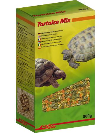 Lucky Repile Tortoise Mix 800g on a plant -based basis with a lot of raw fiber - meadow herb pellets with carrot pieces & Calendula flowers - for all land turtles & herbivorous reptiles
