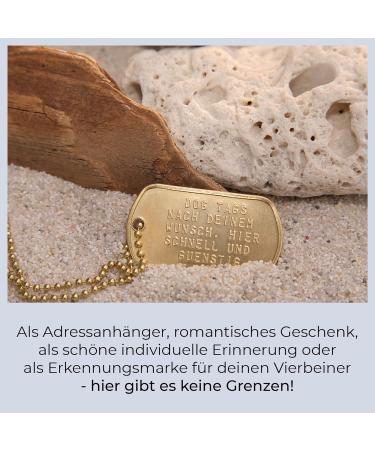 Personalized Dog Day Chains | 2-Piece ID Set with Embossing | Custom Text & Motifs | Military Equipment - Gold Finish - Buy Online on SooperMarket.com