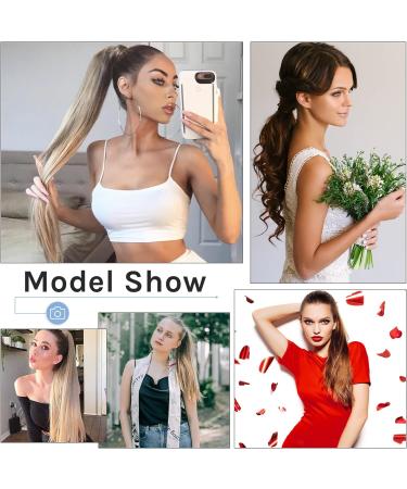 Silk-co 28 Inch Straight Clip in Ponytail Hair Extension - Blond&Bleach Blond | Heat-Resistant Fiber Hairpiece for Women - Buy Online on SooperMarket.com