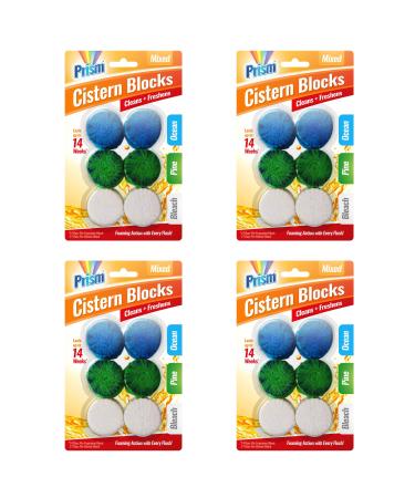 24pk Toilet Bowl Freshener | Each 50g Toilet Block Lasts for 14 Days | 24 Cistern Blocks in Ocean Pine & Bleach Scents by Prism