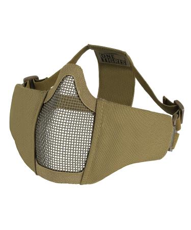 OneTigris Small Tactical Mask 4.5" Foldable Half Face Mask Protective Mesh Mask Fit for Women & Teenagers Tan