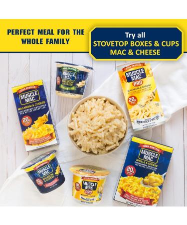 Muscle Mac High Protein Mac & Cheese Cups | 20g Protein Macaroni Made with Real Cheese | Microwaveable Cups GMO Free Dye & Colour Free | 3.6oz Cups Pack of 12 Cups (6 Cheddar & 6 Aged Sharp White Cheddar) Variety Pack of 12 Cups - Buy Online on SooperMarket.com