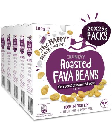 Buy Happy Snack Company Roasted Fava Beans - Sea Salt & Balsamic Flavor | Vegan Gluten-Free Protein-Rich Healthy Snacks (25g 20 Pack) - Buy Online on SooperMarket.com