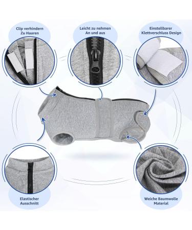 Slowton Dog Recovery Suit - Soft Breathable Anti-Wound Licking Zipper Suit for Male Dogs After Surgery - Comfortable E-Neck Band Gray - Buy Online on SooperMarket.com